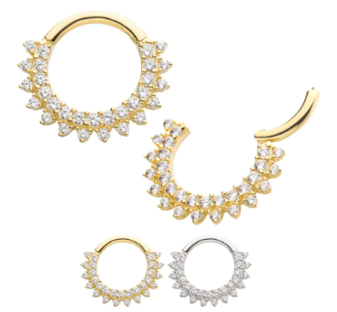 IN wg double prong cz clicker w/cz 16 5/16