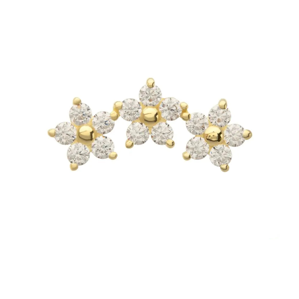 IN tl yg 5 prong flower cluster w/cz