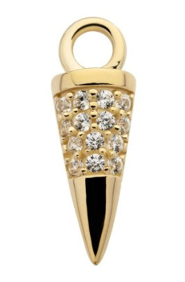 IN yg spike w/cz charm