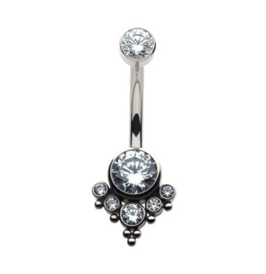 IN navel 14 7/16 5cz tri bead