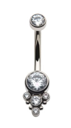 IN navel 14 7/16 4cz beaded