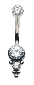 IN navel 14 7/16 cz tri bead