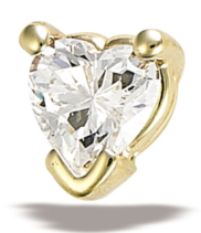 BG tl yg prong heart w/cz