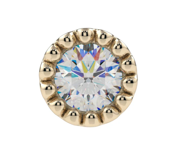KD tl yg milgrain bezel 2mm cz