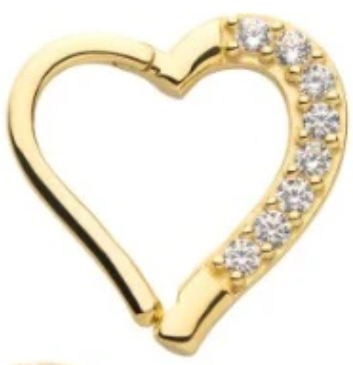 IN yg L heart cz clicker 16 3/8