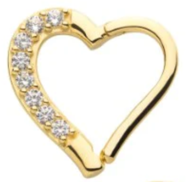IN yg R heart cz clicker 16 3/8