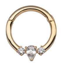 IN yg clicker w/pear cz 16 5/16