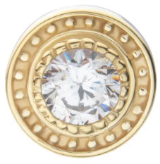 IN tl yg milgrain circle w/cz