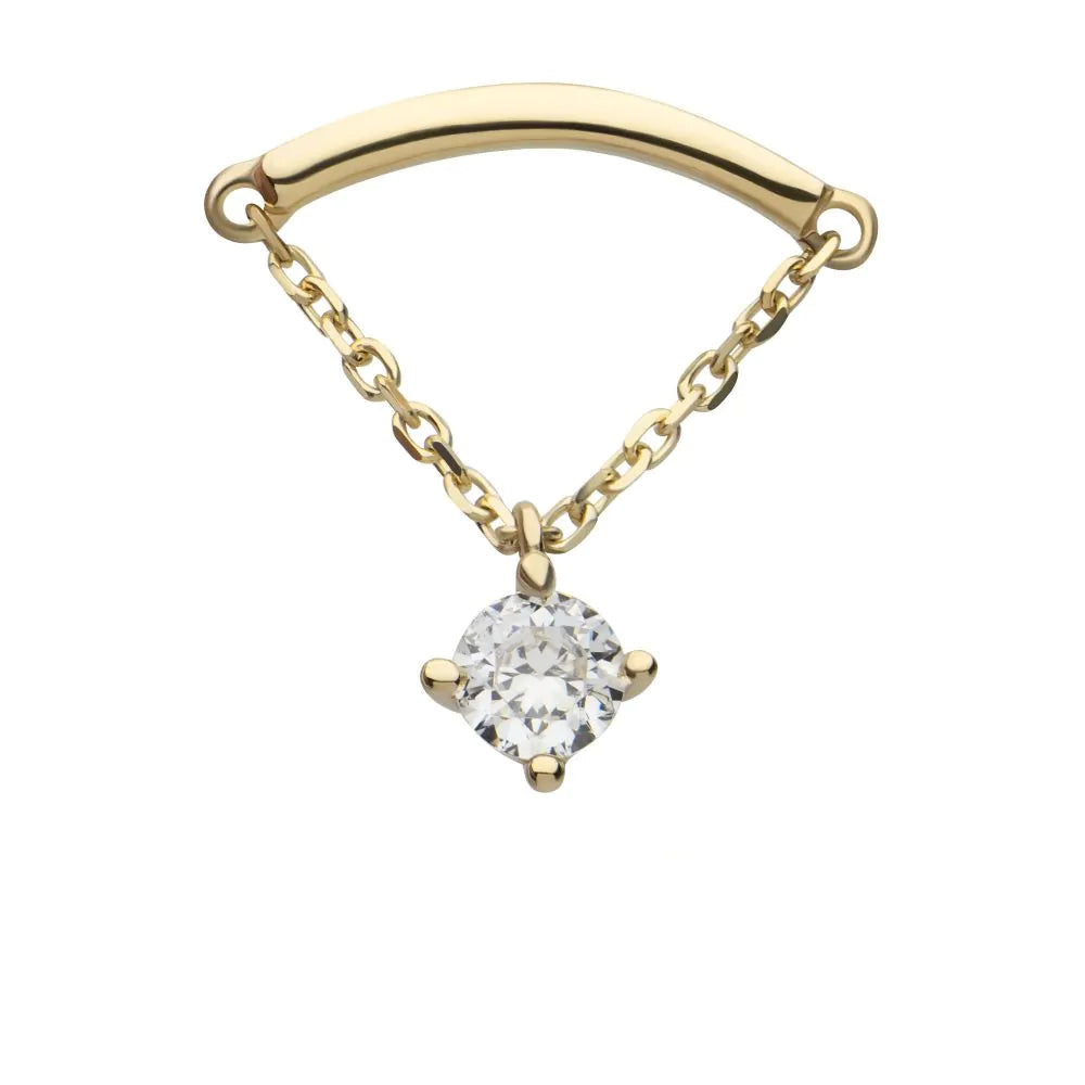 IN tl yg curve dangle round prong w/ cz