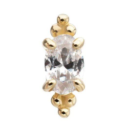 IN tl yg beaded oval prong w/cz